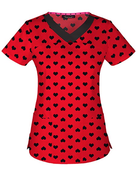Buy HeartSoul Women's Heart 2 Forget U Red V-Neck Printed Scrub Top for ...