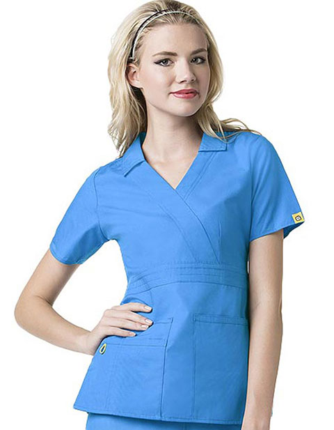 Buy Wink Scrubs Women The Echo Collared Solid Nursing Top for $10.99